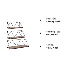 Amazon Brand – Pinzon Rustic Floating Shelves, Wall Storage Shelve for Bathroom Bedroom Kitchen Living Room Office, (Set of 3)