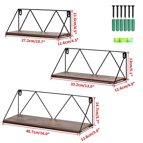 Amazon Brand – Pinzon Rustic Floating Shelves, Wall Storage Shelve for Bathroom Bedroom Kitchen Living Room Office, (Set of 3)