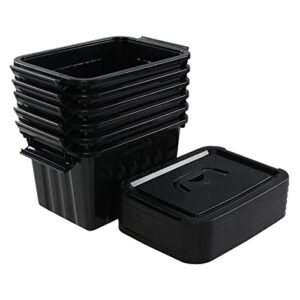 Leendines 6L Plastic Storage Boxes, 6 Pack Black Storage Bins with Lids