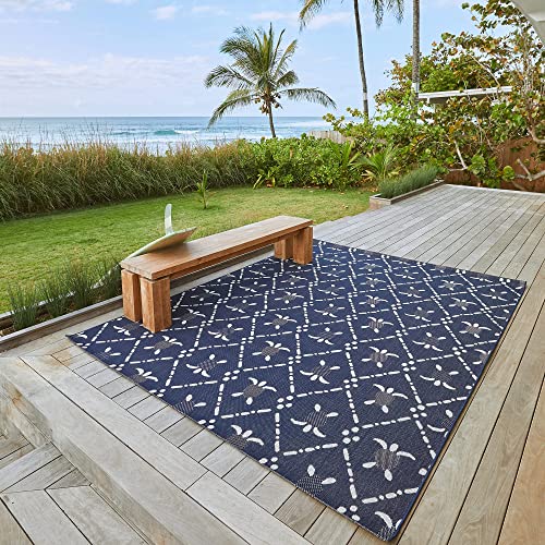 Gertmenian Indoor Outdoor Rugs by Reyn Spooner | Tropical Rugs for Deck, Patio, Poolside & Mudroom | Washable, Stain & UV Resistant Carpet | 6x9 Medium, Hawaii Abstract Tile Red, 46664