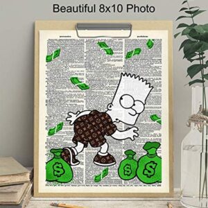 Graffiti Wall Art of Louis Vuitton - Bart Simpson Poster - Banksy Wall Art Set - LV Wall Decor - Money Decorations Wall Decor - Urban Wall Decor - Funny Street Art Mural for Alec Monopoly Fans