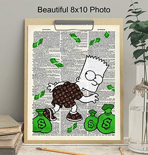 Graffiti Wall Art of Louis Vuitton - Bart Simpson Poster - Banksy Wall Art Set - LV Wall Decor - Money Decorations Wall Decor - Urban Wall Decor - Funny Street Art Mural for Alec Monopoly Fans