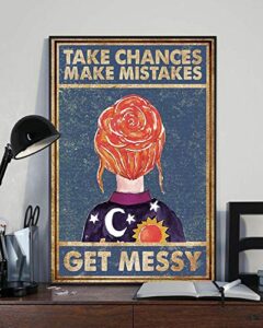signchat ms valerie frizzle vintage poster the magic school bus ms valerie frizzle poster take chances make mistakes get messy vintage poster ht18 vintage metal sign poster 8×12 inches