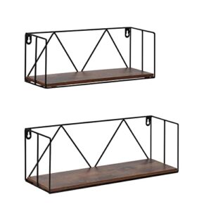 amazon brand – pinzon 2 pack rustic wooden floating shelves, wall mount storage shelf for bathroom bedroom office kitchen (set of 2)