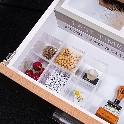 Ganydet 6 Packs Clear Acrylic Plastic Box, Small Plastic Cubes with Lids, Small Square Plastic Containers 2.1''×2.1''×2.2'', Plastic Square Boxes for Candy, Pill and Jewelry