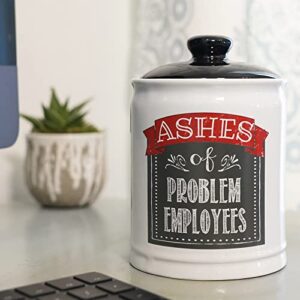 Cottage Creek Ashes of Problem Employees Piggy Bank, Candy Jar with Lid, Boss Gifts