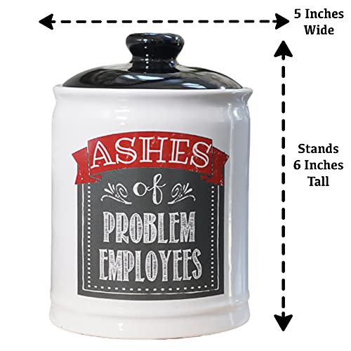 Cottage Creek Ashes of Problem Employees Piggy Bank, Candy Jar with Lid, Boss Gifts