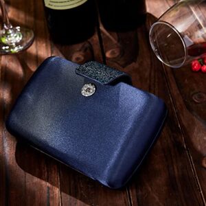 Ava&Lina Navy Blue Rhinestone Clutch Purses for Women Evening Samll Wedding Clutch Satin