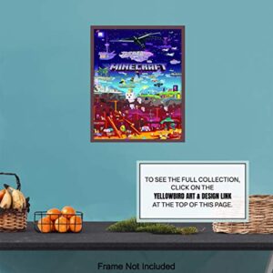 Minecraft Poster - 8x10 Minecraft Wall Decor - Minecraft Party Decorations - Cool Unique Gift for Boys, Men, Gamer, Video Game, Arcade Games, Xbox, Nintendo, Gaming Fan - Game Room Decor