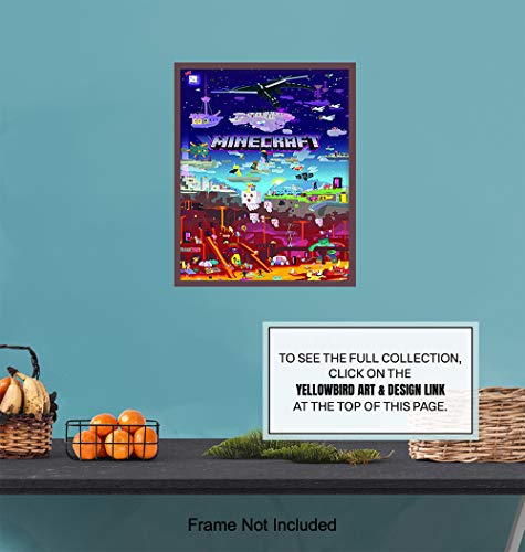 Minecraft Poster - 8x10 Minecraft Wall Decor - Minecraft Party Decorations - Cool Unique Gift for Boys, Men, Gamer, Video Game, Arcade Games, Xbox, Nintendo, Gaming Fan - Game Room Decor