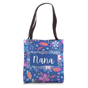 nana in floral mother’s day personalized for grandma nana tote bag