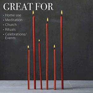 Danilovo Pure Beeswax Candles - No-Drip, Smoke-Less, Tall, Thin Taper Candles – Decorative Candles for Church Prayer, Decor or Birthday Candles – Honey Scented – 6.3 in, Ø 0.2 in (Red, 50pcs)