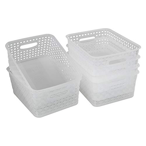 Idomy 6-Pack Plastic Storage Baskets, Clear