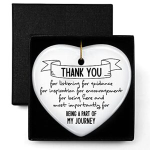 thank you gifts, thank you for being a part of my journey, ornament keepsake sign heart plaque thank you gift, appreciation gifts for women men friends sister coworkers teachers boss colleague