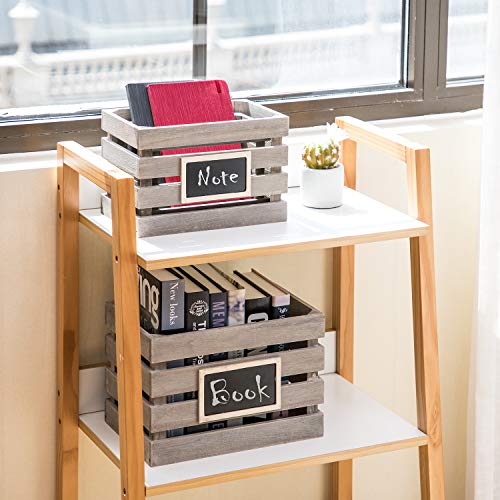 Home Zone Living Wood Storage Crate for Organization and Storage, Chalkboard, 3 Pack, Brown