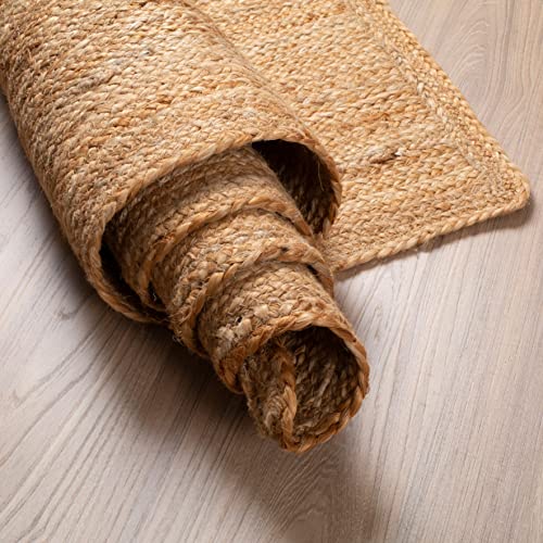 Jute Braid Natural Rug 2X3' Cedar Wood Colour, Hand Woven & Reversible for Living Room Kitchen Entryway Rug,Jute Burlap Braided Rag Rug 24x36 inch,Farmhouse Rag Rug, Rustic Rug,Natural Look Rug