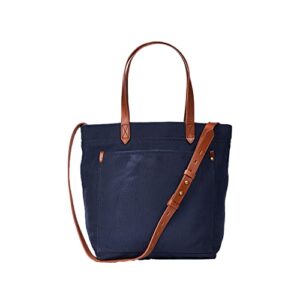 women canvas tote handbags casual shoulder shopper work bag crossbody (navy) medium
