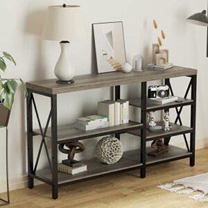 lghm console tables for entryway, sofa console table narrow with 5-tier storage shelves for living room, couch hallway table for hall, entry, gray wash