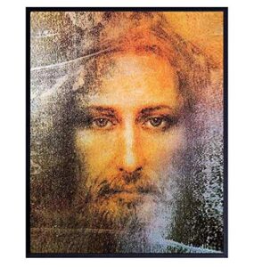 jesus christ wall art – jesus wall decor – religious christian room decor for bedroom, home, church – catholic gifts – inspirational gift for pastor, priest, ordained minister – picture poster