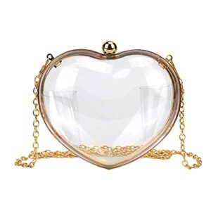 buddy supplies women acrylic transparent clutch purse heart shape shoulder bag party chain handbags