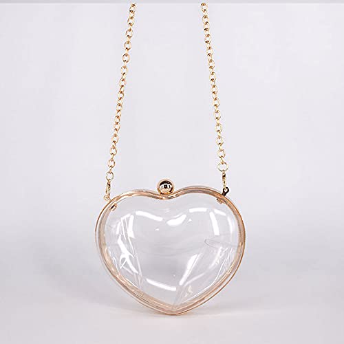 Buddy Supplies Women Acrylic Transparent Clutch Purse Heart Shape Shoulder Bag Party Chain Handbags