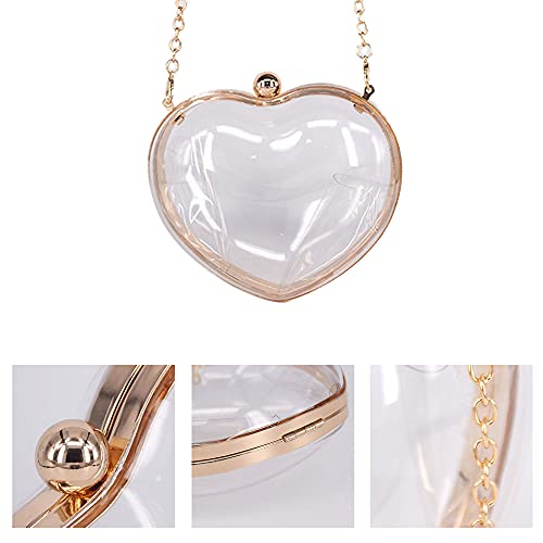 Buddy Supplies Women Acrylic Transparent Clutch Purse Heart Shape Shoulder Bag Party Chain Handbags