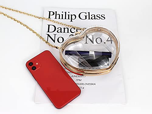 Buddy Supplies Women Acrylic Transparent Clutch Purse Heart Shape Shoulder Bag Party Chain Handbags