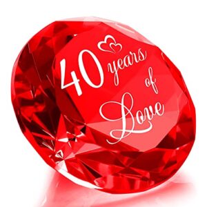 ywhl happy 40th wedding anniversary romantic gifts for her him, ruby wedding gifts for her, 40 years of love present for couple, red k9 crystal diamond decoration