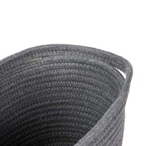 Home Zone Living Woven Basket for Home Storage with 2 Cotton Rope Handles, 100% Cotton, 14.00” x 7.00” x 7.00”, Gray, VS19578E