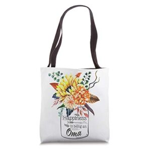 womens happiness is being an oma cute flowers gifts tote bag
