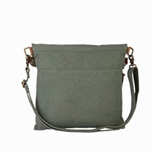 Mona B. Ash Fold-Over and Intermix Convertible Upcycled Canvas Tote and Crossbody Bag with Vegan Leather Trim (Fold_Over-Aegean)