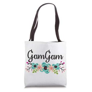 GamGam Gifts From Grandkids Floral Personalized Name Gift Tote Bag