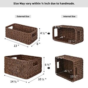 GRANNY SAYS Wicker Baskets for Shelves, Toilet Basket Tank Topper, Nesting Decorative Woven Basket Set for Storage, Waterproof Storage Baskets with Handles, Brown, 3-Pack