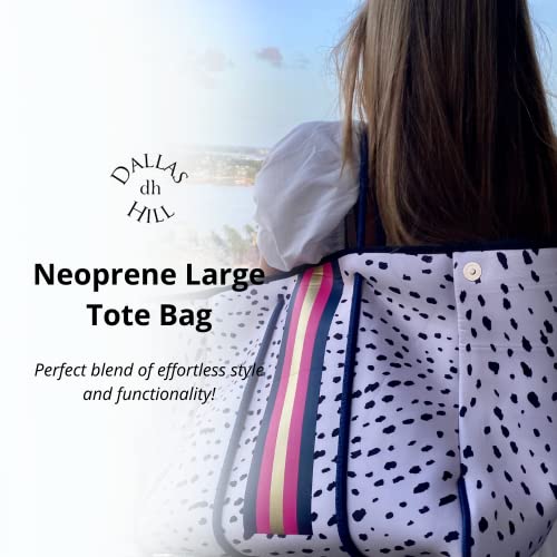Dallas Hill Designs Large Tote Bag for Women | Neoprene Shoulder Purse | Travel, Beach, Gym Handbag | Extra Pouch