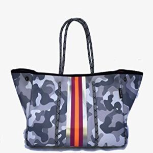 Dallas Hill Designs Large Tote Bag for Women | Neoprene Shoulder Purse | Travel, Beach, Gym Handbag | Extra Pouch