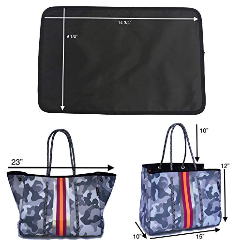 Dallas Hill Designs Large Tote Bag for Women | Neoprene Shoulder Purse | Travel, Beach, Gym Handbag | Extra Pouch