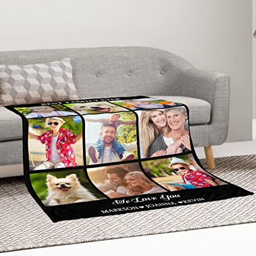 DIYKST Custom Blankets Couples Gifts with Photos Text Collage Made in USA, Personalized Picture Blanket Customized I Love You Birthday Gift for Wife Husband Girlfriend Boyfriend