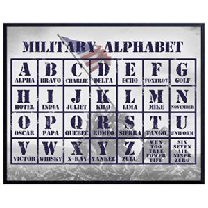 Military Alphabet - Patriotic Iwo Jima American Flag Wall Decor for Living Room - 8x10 Poster Print, Wall Art, Home Decoration- Patriotic Gift for Army, Navy, Marine, Air Force Veteran, Vet