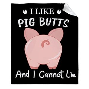 i like pig butts and i cannot lie blanket throw, flannel fleece kawaii piggy blanket perfect for pig lover, lightweight soft animal blanket suit for bed couch travel gift 40″x30″ xs for pet