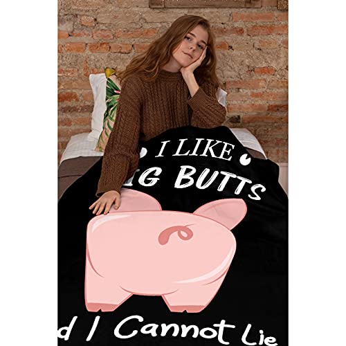 I Like Pig Butts and I Cannot Lie Blanket Throw, Flannel Fleece Kawaii Piggy Blanket Perfect for Pig Lover, Lightweight Soft Animal Blanket Suit for Bed Couch Travel Gift 40"x30" XS for Pet