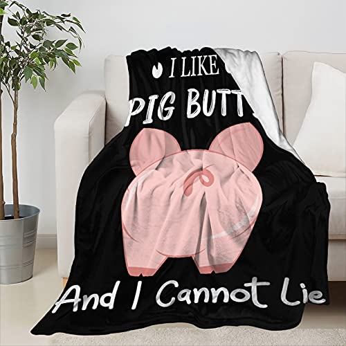 I Like Pig Butts and I Cannot Lie Blanket Throw, Flannel Fleece Kawaii Piggy Blanket Perfect for Pig Lover, Lightweight Soft Animal Blanket Suit for Bed Couch Travel Gift 40"x30" XS for Pet