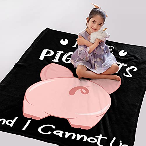 I Like Pig Butts and I Cannot Lie Blanket Throw, Flannel Fleece Kawaii Piggy Blanket Perfect for Pig Lover, Lightweight Soft Animal Blanket Suit for Bed Couch Travel Gift 40"x30" XS for Pet