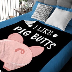 I Like Pig Butts and I Cannot Lie Blanket Throw, Flannel Fleece Kawaii Piggy Blanket Perfect for Pig Lover, Lightweight Soft Animal Blanket Suit for Bed Couch Travel Gift 40"x30" XS for Pet