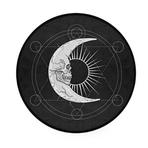 alaza fantastic moon skull round area rug non-slip floor mat for dorm bedroom living room home decor 3ft diameter