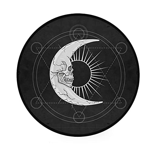 ALAZA Fantastic Moon Skull Round Area Rug Non-Slip Floor Mat for Dorm Bedroom Living Room Home Decor 3ft Diameter