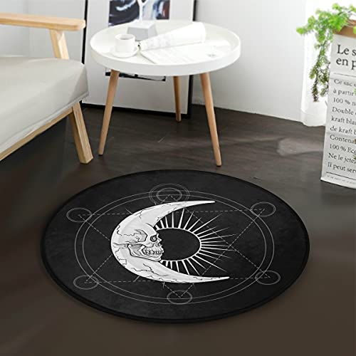 ALAZA Fantastic Moon Skull Round Area Rug Non-Slip Floor Mat for Dorm Bedroom Living Room Home Decor 3ft Diameter