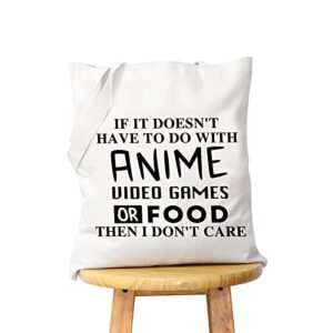 wcgxko anime lover gift video gamer gift foodie gift funny tote bag for anime fans gamer food lover (anime video food2)