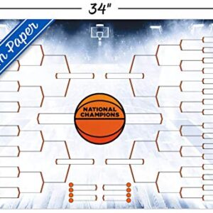 Trends International Collegiate - 64 Team Bracket Wall Poster, 22.375" x 34", Premium Poster & Mount Bundle