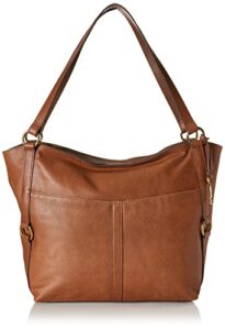 fossil women’s sam leather shopper tote purse handbag, brown