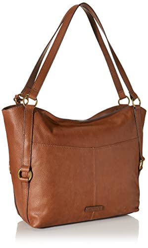 Fossil Women's Sam Leather Shopper Tote Purse Handbag, Brown